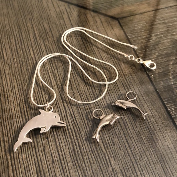 Sterling Silver Dolphin Charm & Earring Charms - Picture 2 of 16